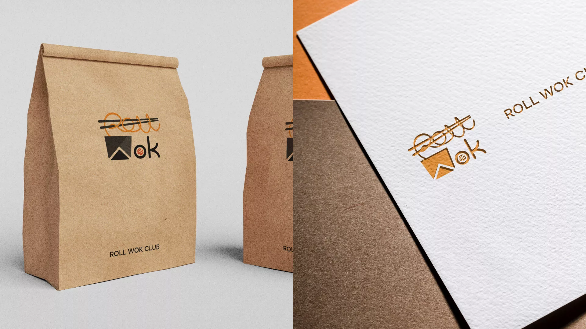 Разработка логотипа суши-бара «Roll Wok Club» в Зиме