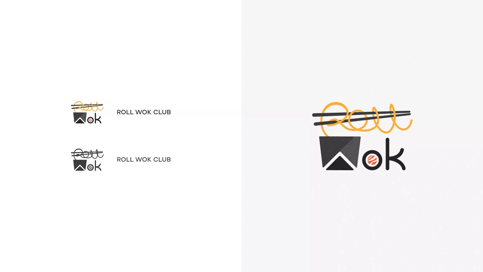 Разработка логотипа суши-бара «Roll Wok Club» в Зиме